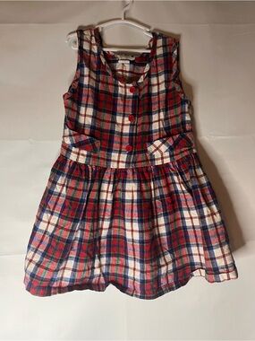 Melody Girls Flannel Plaid Cotton Sleeveless Dress